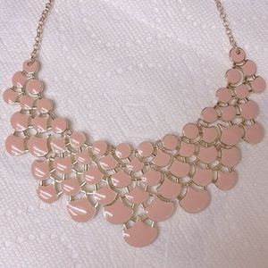 Tik tok statement necklace gold chain pink janestone